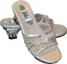 13D41 sandaler - Flot sandal med glimmer samt blomstermotiv og gennemsigtig h�l i klar plast 
